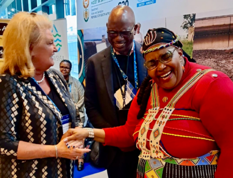 CEO Gabrielle Knufman meats Minister of Water Pemmy Majodina of South Africa.